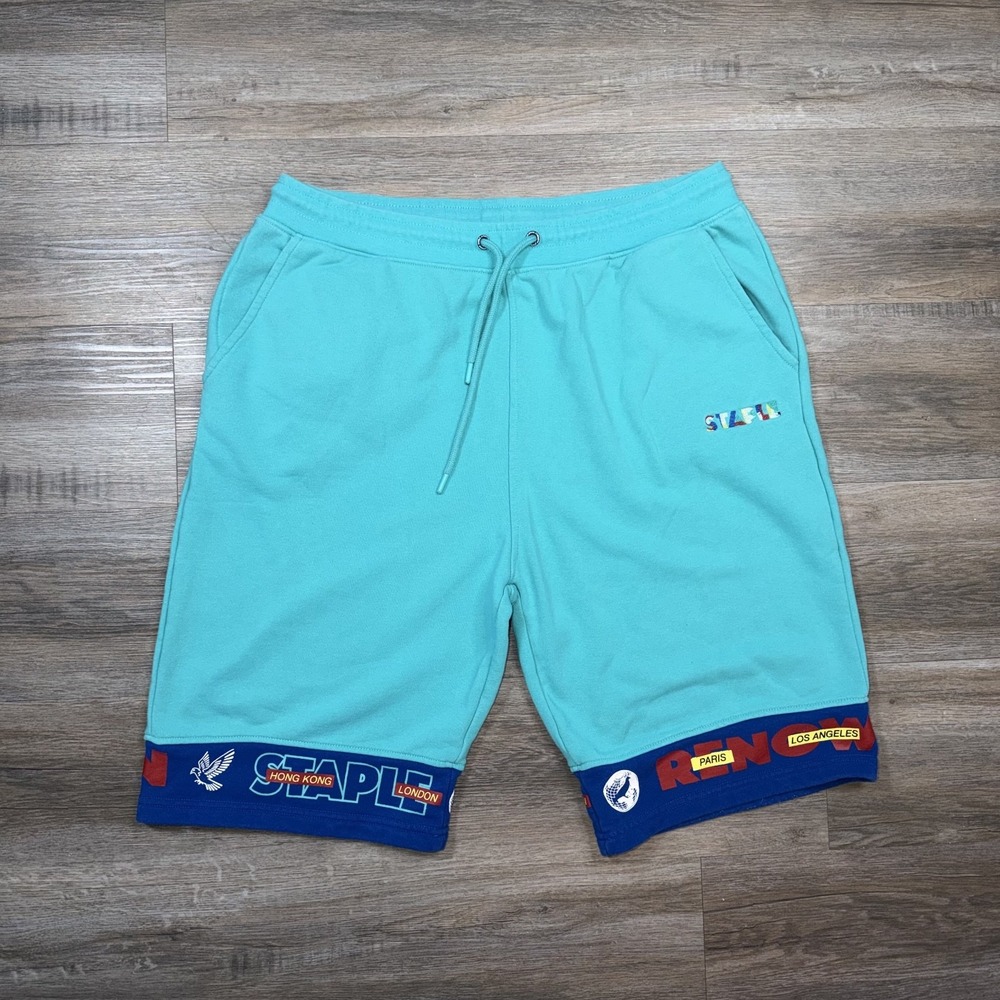 Staple Brand Shorts Mens 2X-Large Belmont Sweatshirts Teal w/embroidered logos